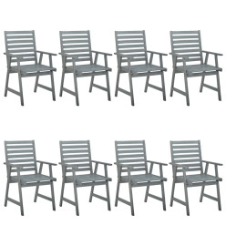 Chaises à dîner d'extérieur 8 pcs avec coussins Acacia massif