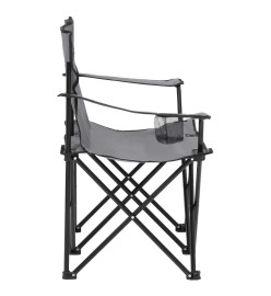 Chaise de camping pliable à 2 places Acier et tissu Gris