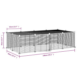 Cage animaux de compagnie à 20 panneaux et porte Noir 35x35 cm