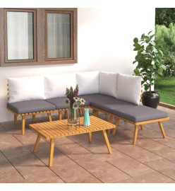 Salon de jardin 6 pcs avec coussins Bois d'acacia solide