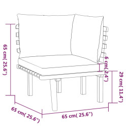 Salon de jardin 6 pcs avec coussins Bois d'acacia solide