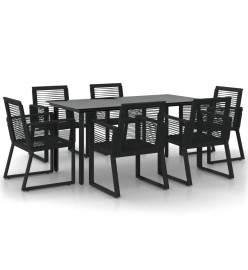 Ensemble à dîner de jardin 7 pcs Noir Rotin PVC