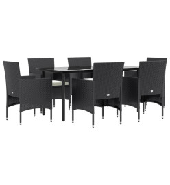 Mobilier de salle à manger de jardin avec coussins 7 pcs Noir