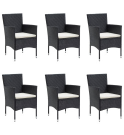 Mobilier de salle à manger de jardin avec coussins 7 pcs Noir