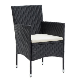 Mobilier de salle à manger de jardin avec coussins 7 pcs Noir