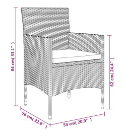 Mobilier de salle à manger de jardin avec coussins 7 pcs Noir