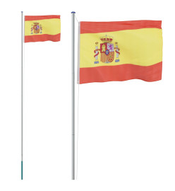 Drapeau de l'Espagne et mât 6,23 m Aluminium