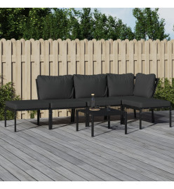 Salon de jardin 6 pcs avec coussins gris acier