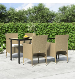 Mobilier de salle à manger de jardin coussins 5 pcs Beige/noir