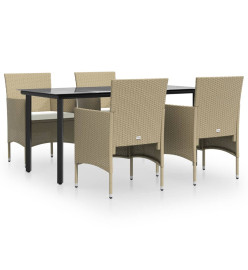 Mobilier de salle à manger de jardin coussins 5 pcs Beige/noir