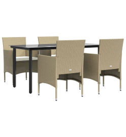 Mobilier de salle à manger de jardin coussins 5 pcs Beige/noir