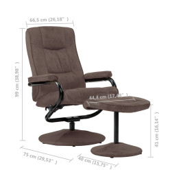 Fauteuil TV avec repose-pied Marron Similicuir daim