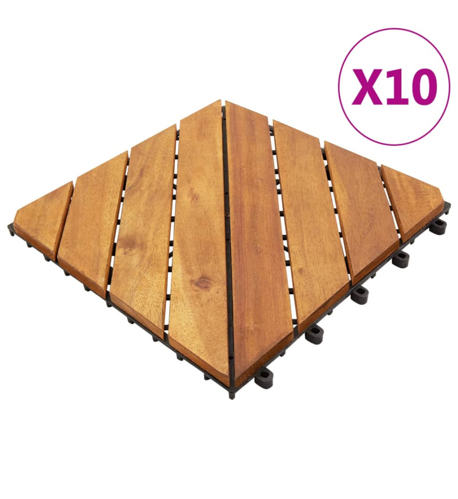 Carreaux de terrasse 10 pcs 30x30 cm Bois d'acacia solide