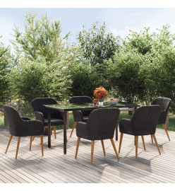 Mobilier de salle à manger de jardin avec coussins 7 pcs Noir