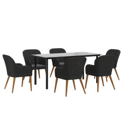 Mobilier de salle à manger de jardin avec coussins 7 pcs Noir