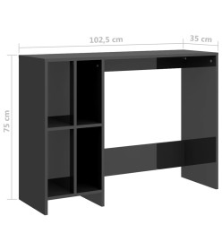 Bureau d'ordinateur portable Gris brillant 102,5x35x75 cm