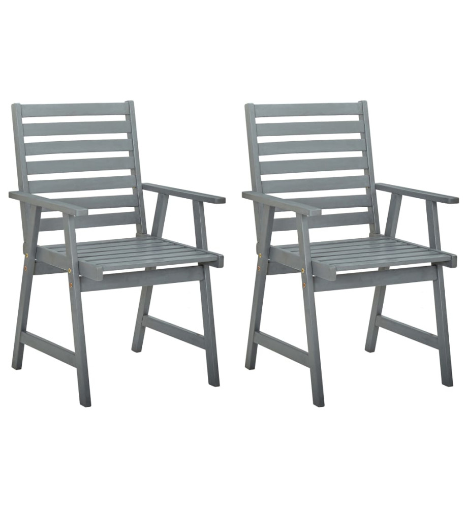 Chaises de salle à manger d'extérieur 2 pcs Gris Bois d'acacia