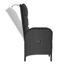 Mobilier à dîner de jardin 9pcs et coussins noir résine tressée