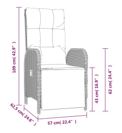 Ensemble de salle à manger jardin 9pcs et coussins noir et gris