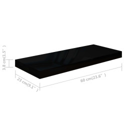 Étagère murale flottante Noir brillant 60x23,5x3,8 cm MDF