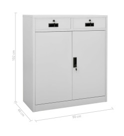 Armoire de bureau Gris clair 90x40x102 cm Acier