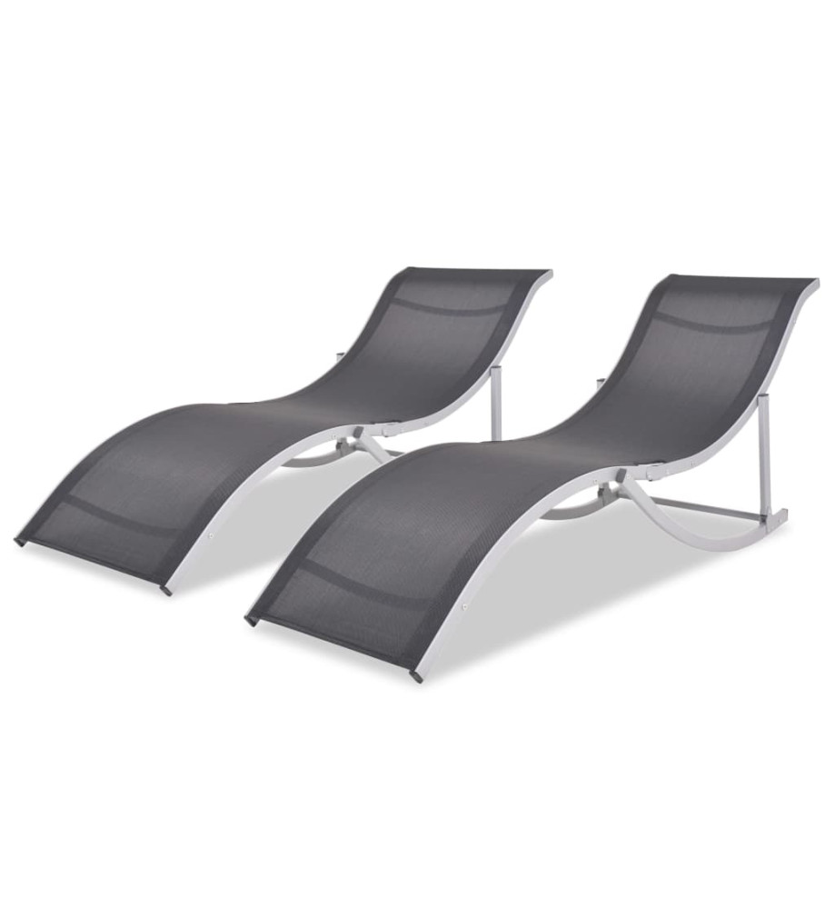 Chaises longues pliantes 2 pcs Aluminium et Textilène