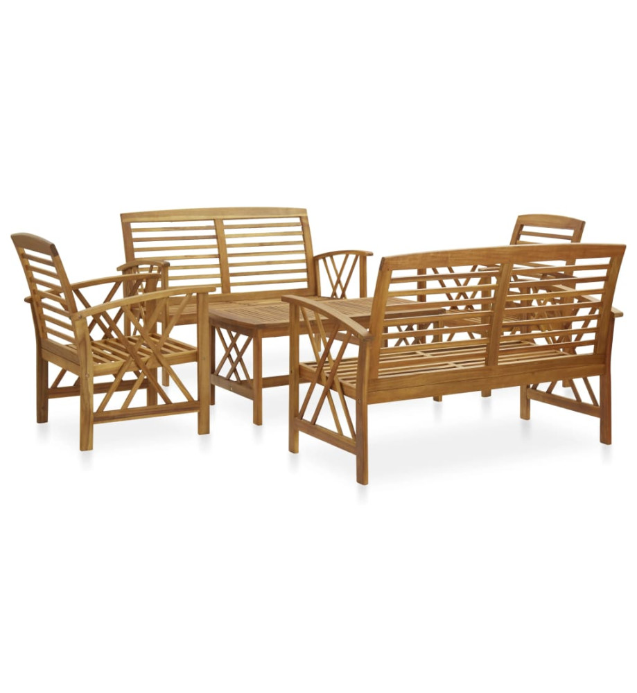 Salon de jardin 5 pcs Bois d'acacia solide