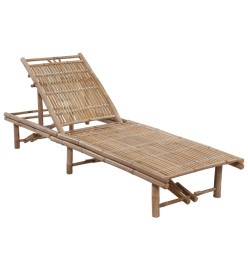 Chaise longue de jardin avec coussin Bambou