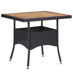 Ensemble à dîner de jardin 3 pcs Résine tressée et acacia Noir