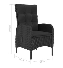 Ensemble à dîner de jardin 3 pcs Résine tressée et acacia Noir