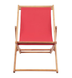 Chaise pliable de plage Tissu et cadre en bois Rouge