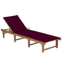 Chaise longue pliable avec coussin Bois d'acacia solide