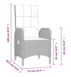 Ensemble de salle à manger jardin 9pcs et coussins noir et gris