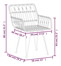 Ensemble de salle à manger de jardin 3 pcs Résine tressée