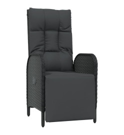 Mobilier à dîner de jardin 9pcs et coussins noir résine tressée