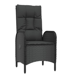 Mobilier à dîner de jardin 9pcs et coussins noir résine tressée