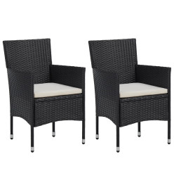 Chaises de jardin 2 pcs Résine tressée Noir