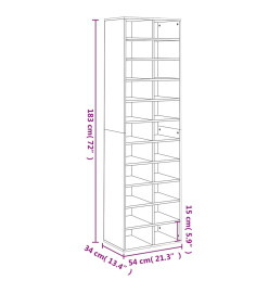 Armoire à chaussures chêne sonoma 54x34x183cm bois d'ingénierie