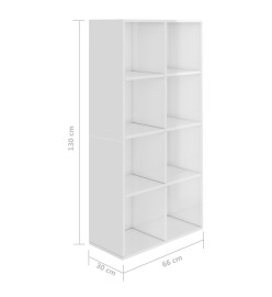 Bibliothèque/Buffet Blanc brillant 66 x 30 x 130 cm Aggloméré