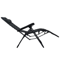 Chaise pliable de terrasse Noir Textilène