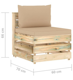 Canapé central sectionnel avec coussins Bois imprégné de vert