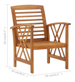 Chaises de jardin 2 pcs Bois d'acacia massif