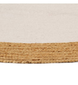 Tapis tressé Blanc et naturel 90 cm Jute et coton Rond