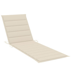 Chaise longue avec coussin crème Bois de pin imprégné