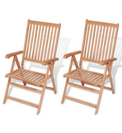 Chaises inclinables de jardin 2 pcs Bois de teck solide