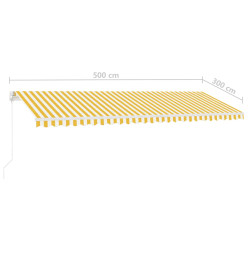 Auvent manuel rétractable sur pied 500x300 cm Jaune/Blanc