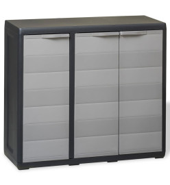 Armoire de rangement de jardin avec 2 étagères Noir et gris