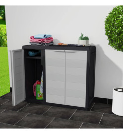 Armoire de rangement de jardin avec 2 étagères Noir et gris