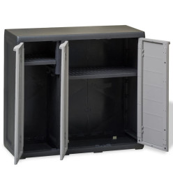 Armoire de rangement de jardin avec 2 étagères Noir et gris