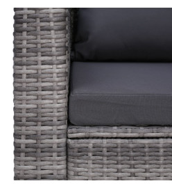 Chaise de jardin avec coussin et oreiller Résine tressée Gris